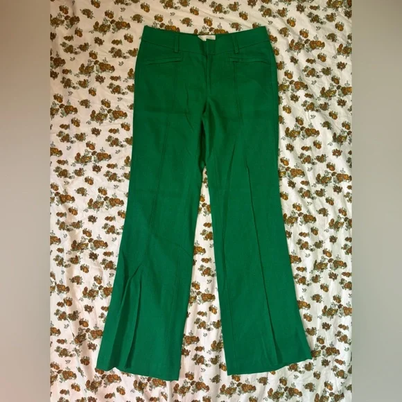 ANTHRO Elevenses the Brighton Kelly Green Linen Blend Pants Size 4 - Picture 2 of 13